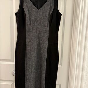 White House Black Market Black and Gray Midi Dress